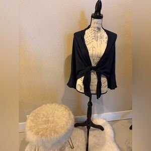 Promesa Navy Blue Tie-Front Blouse